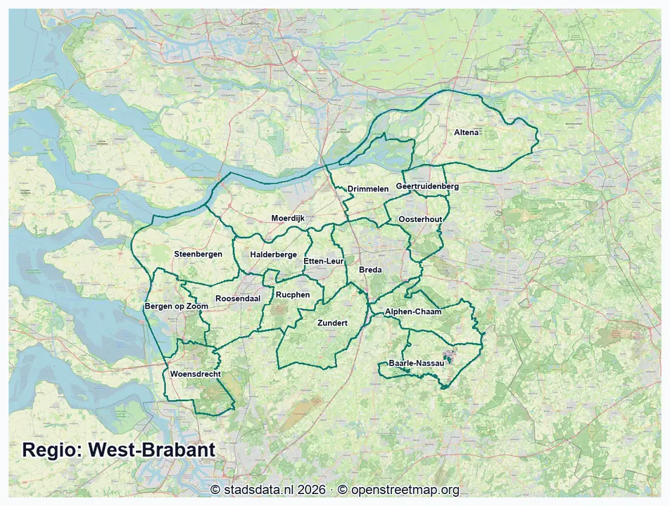 Kaart West-Brabant
